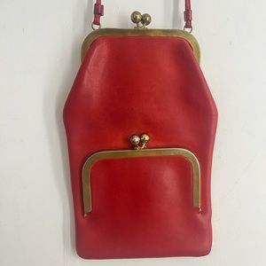 1960s Coach Bonnie Cashin double kisslock red leather purse
